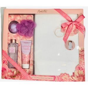 Nanette Lepore 5 Pcs Gift Set: Towel Wrap/Lavender/Vanilla Body Cream/Shower Gel